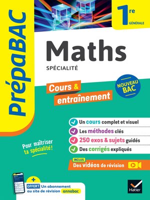 cover image of Prépabac Maths 1re générale (spécialité)